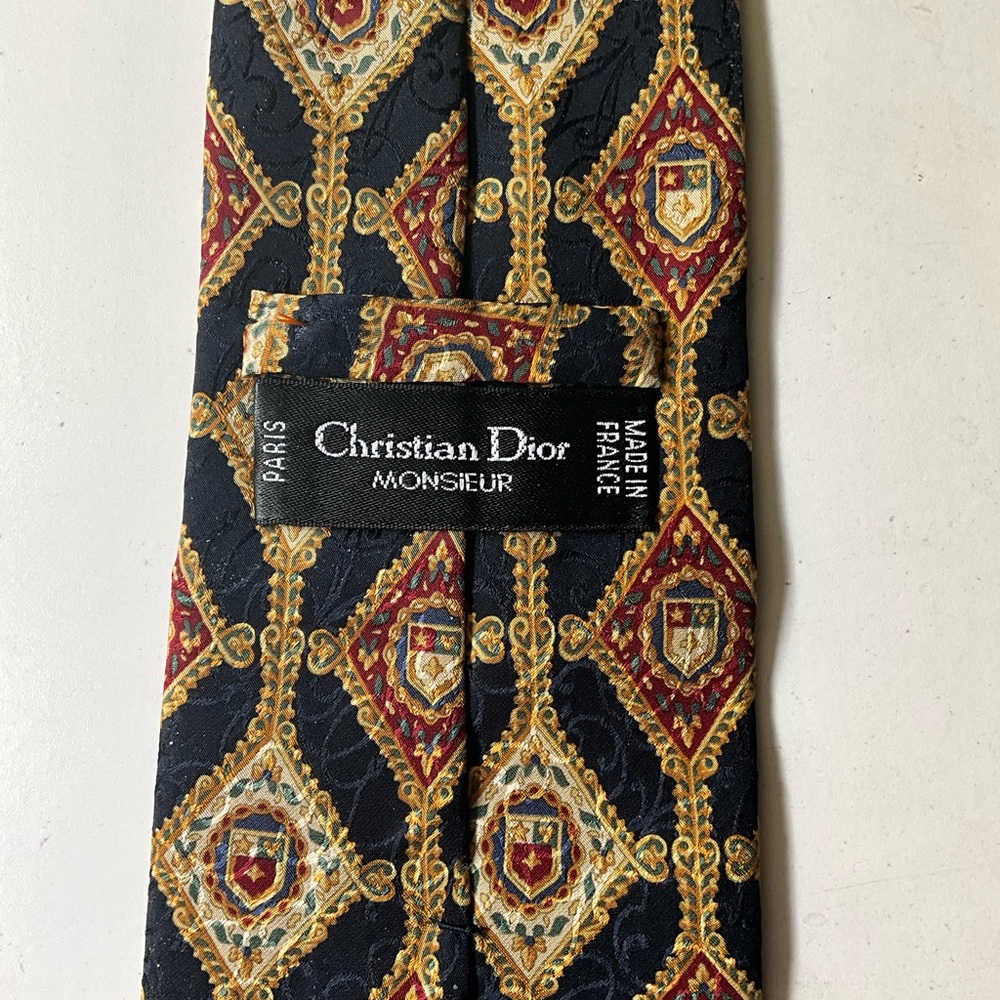 Christian Dior Monsieur Vintage Wide Silk Tie Made in France Paris Fait Main ~4”